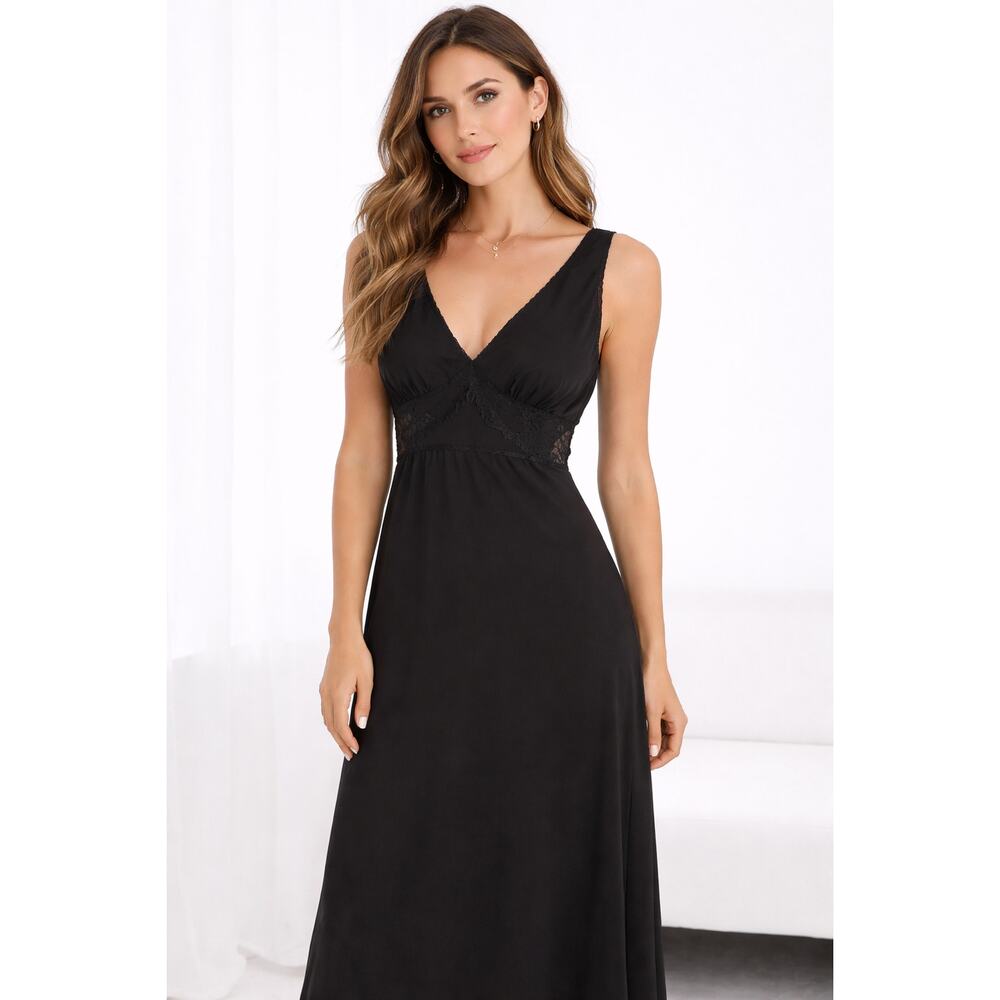 Babydoll Slip Maxi Dress Womens Size XS Lace Detailing Y2K 90s Sexy Glam LBD